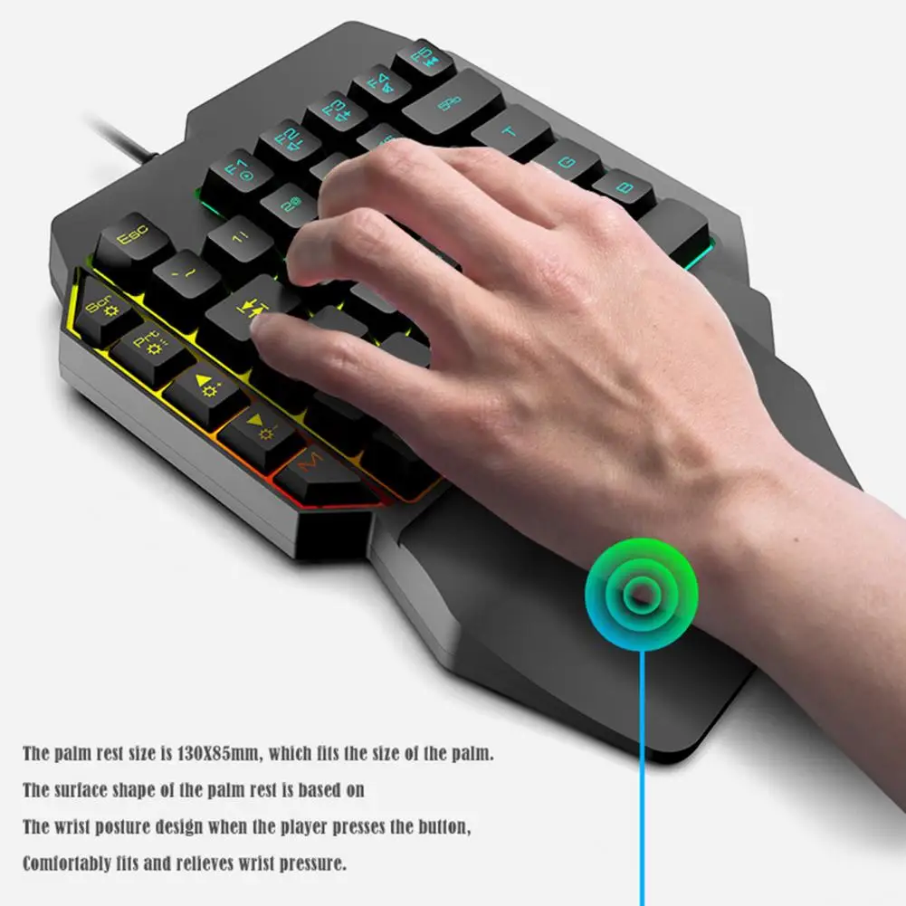 K15 Keyboard Glowing Characters Strong Resilience RGB One Handed Mechanical Gaming Keyboard for Computer