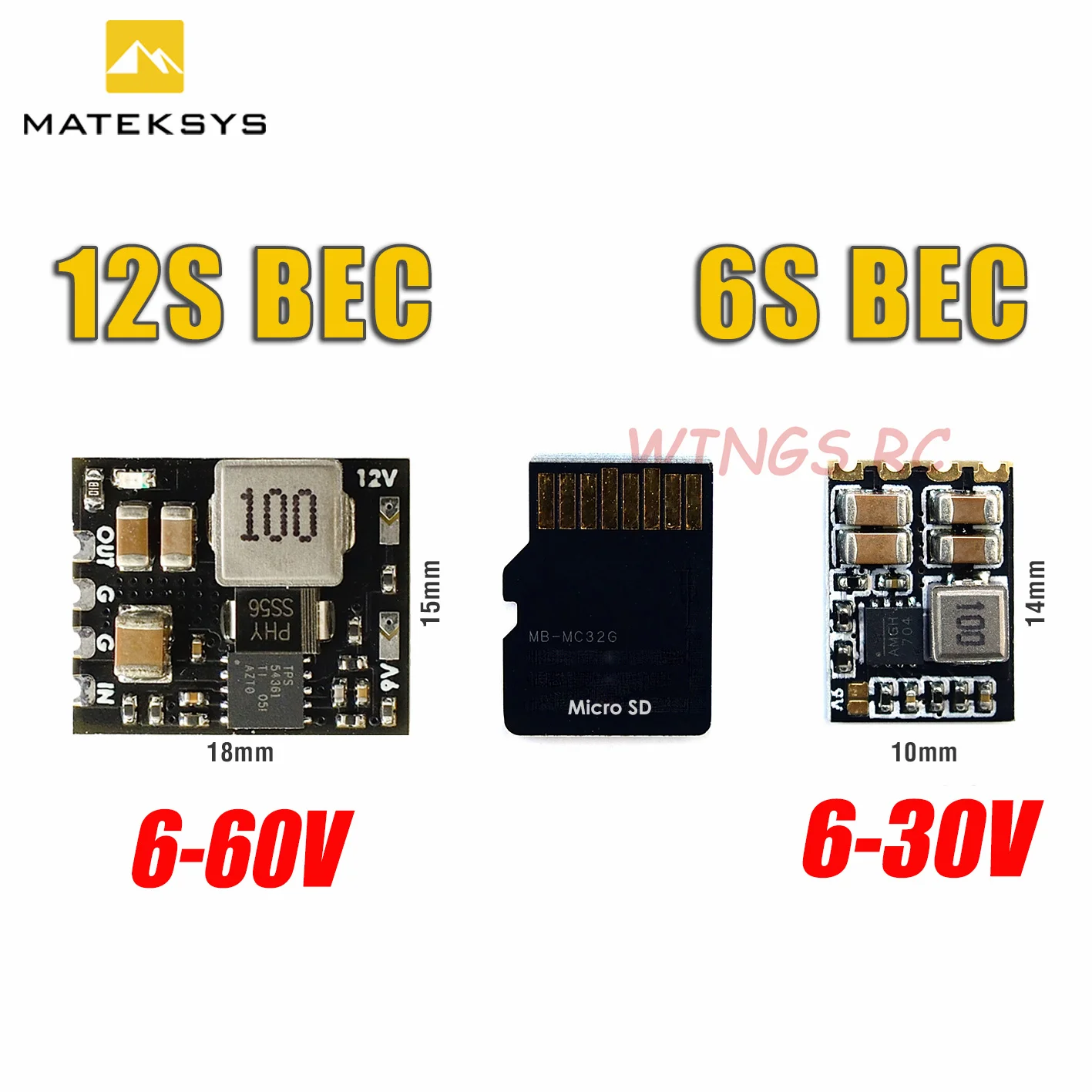 MATEK Mateksys MICRO BEC 6-60V TO 5V/9V/12V-ADJ Step-Down Regulator Module For RC Model Airplane Helicopter FPV Racing Drone