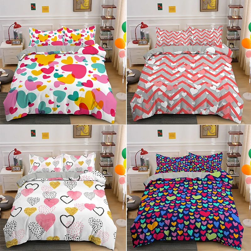 2/3 Pcs Set Duvet Cover & Pillowcase  with Zipper Closure 14 Size Single/ Twin/ Double/ Full/ Queen/ King Comforter  