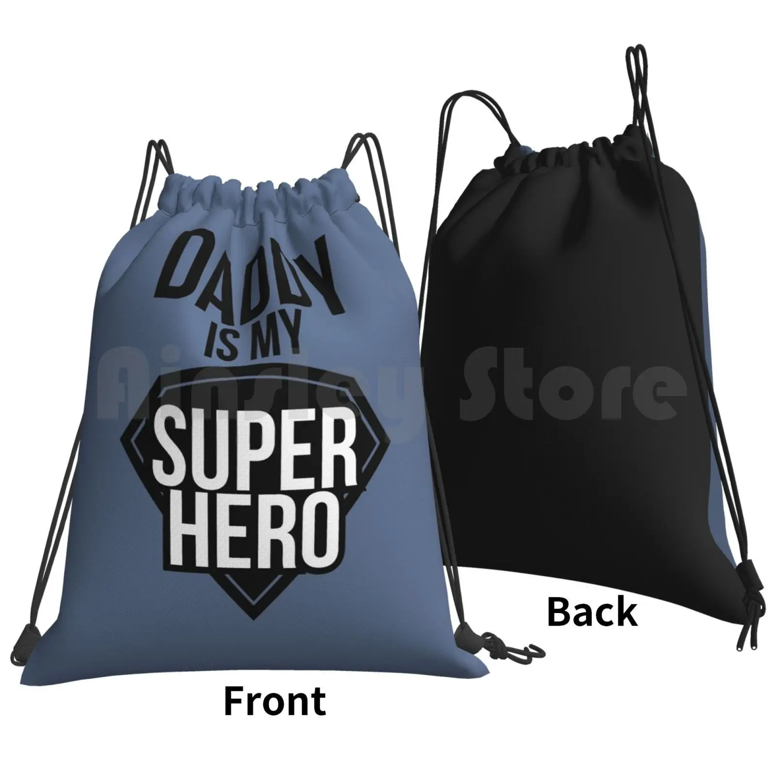 Fathers Day Gifts-Daddy Is My Superhero Backpack Drawstring Bags Gym Bag Waterproof Father Daddy Dad Fathers Day Daddys