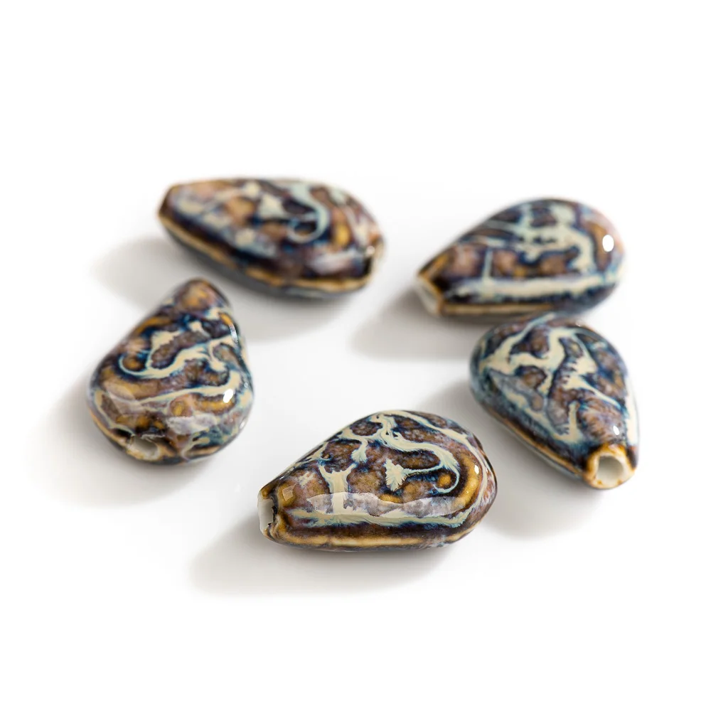 28#5pcs Specail Shape Retro Style Ceramic Beads Pendant Porcelain Jewelry Part for Necklace Bracelet #XN0782