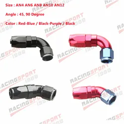 ADLERSPEED AN4 AN6 AN8 AN10 AN12 45 Degree 90 Degree Swivel Hose End Fitting Adapter Aluminum Black/Red-Blue