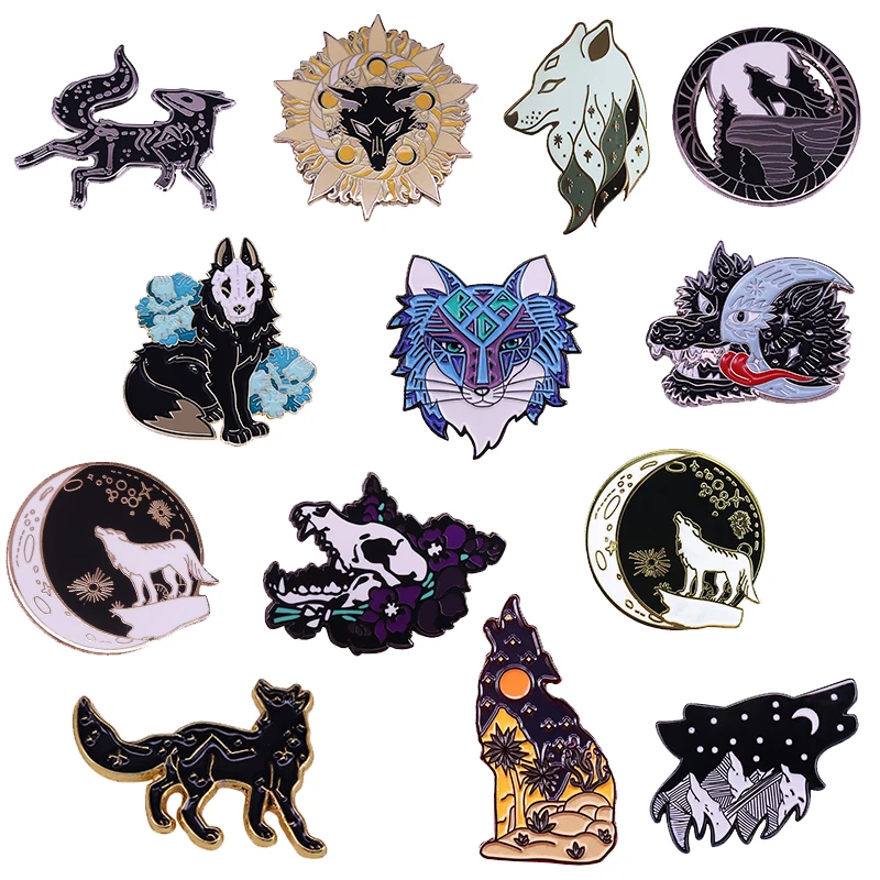 Skull Wolf Enamel Pin Okami Brooches Dark Romance Brooch Animal Wild Life Badge Demon Art Jewelry