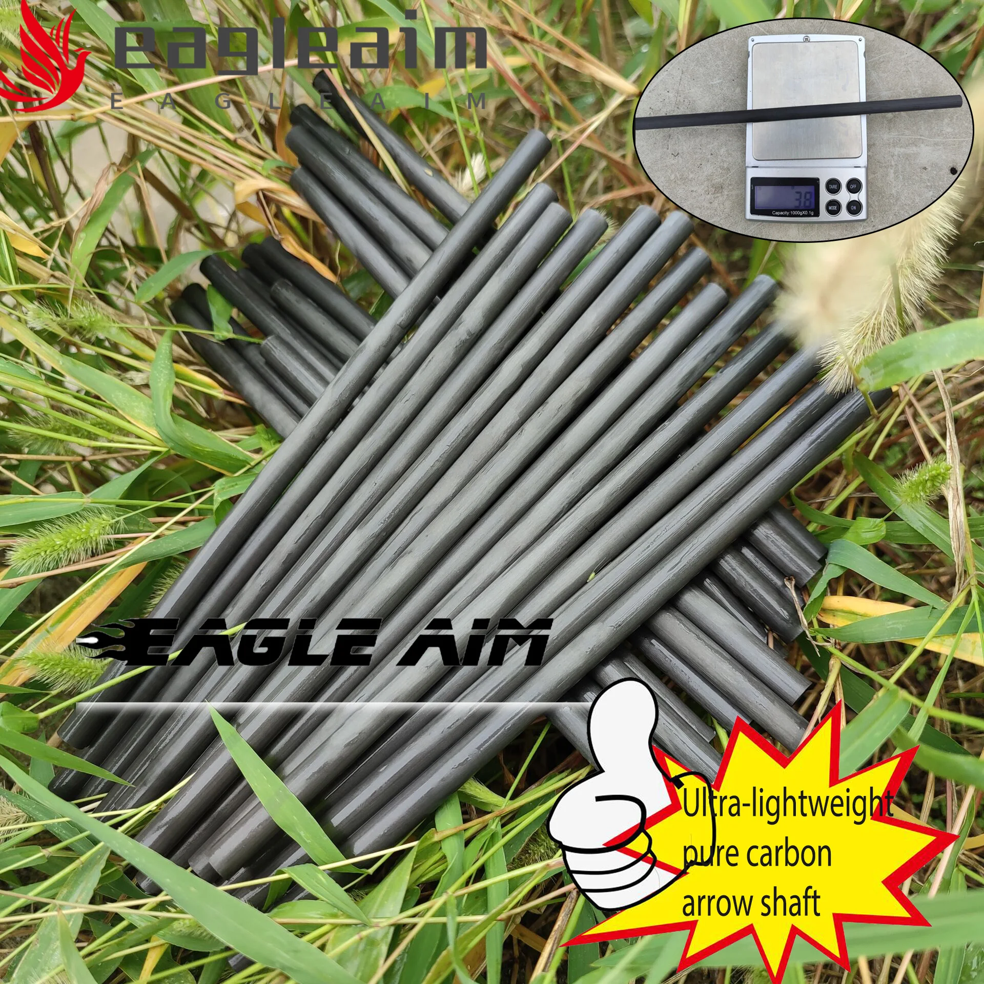 

6/12PCS 7.5inch 19cm Archery Pure Carbon Arrow Shafts Spine 400 Shaft Tubes ID6.2mm OD7.6mm For Hunting Shooting Practice Arrow