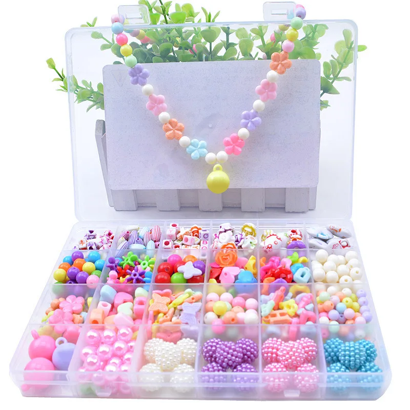 DIY Handmade Beaded Toy with Accessory Set Kids Girl Weaving Bracelet Jewelry Making Toys Educational Toys for Children Gift