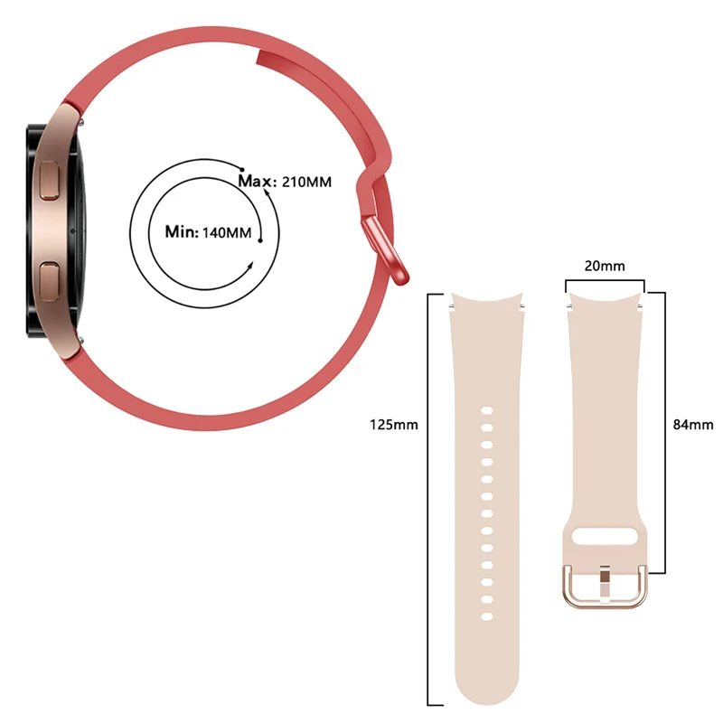 BEHUA 20มม.นาฬิกาสายคล้องคอสำหรับ Samsung Galaxy 4 40มม./44มม.เกียร์ S2 Active 2 Watchband watch4คลาสสิก42Mm 46Mm Correa สร้อยข้อมือ