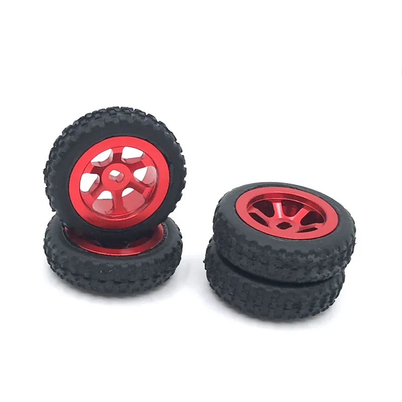 

4PCS 1/28 RC Model Toy Rubber Tire Tyre Upgrade Accessories Fit for WLtoys k989 k969 RC Car Parts Aluminum Wheel Hubs Tires