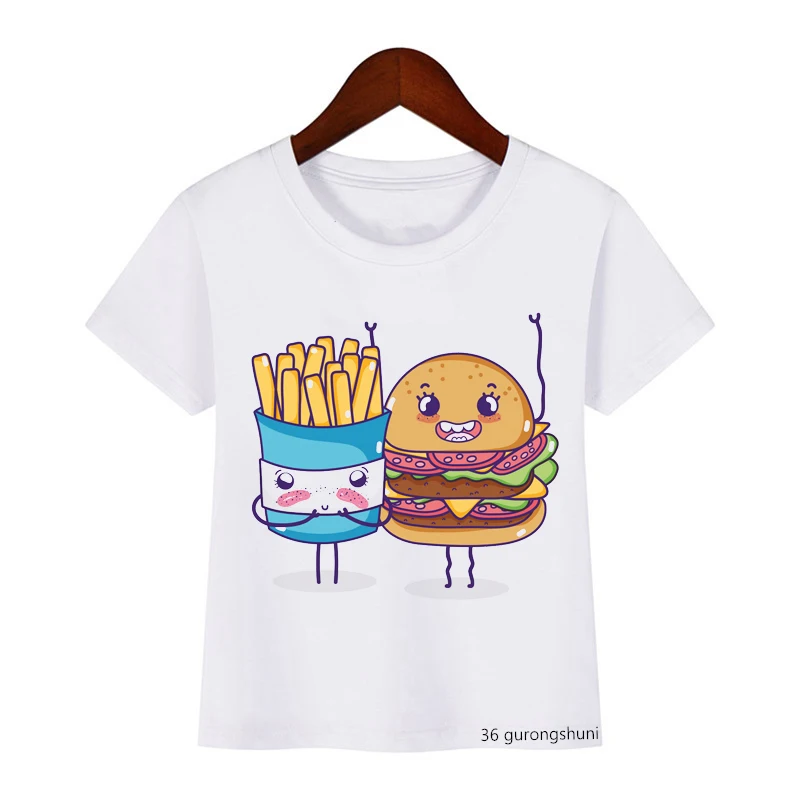 

new summer stylechildren's t-shirt cartoon burger fries and cola graphic print summer casual boys/girls t shirt Hip hop tops