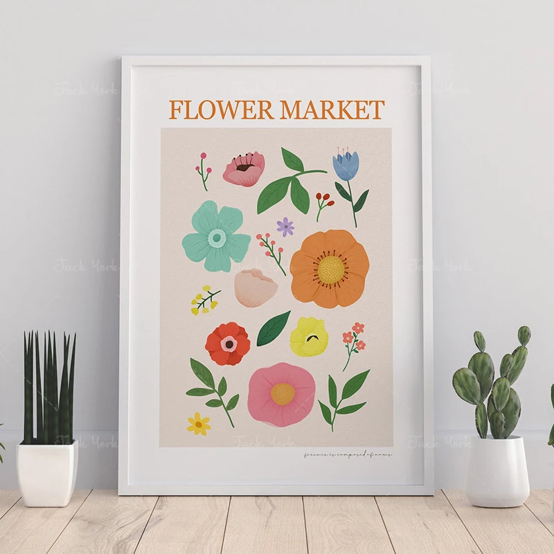 Flower Market Print,Colorful Wall Art,Poster Flower Print,Living Room Wall Art,Living Room Art,Art Poster,Flower Poster,Florist