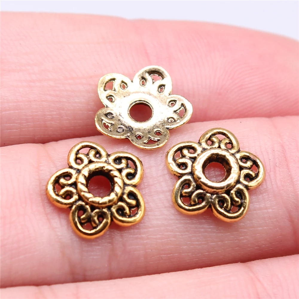 

Wholesale 400pcs/bag Charms Wholesale 11x11x3mm Bead Caps For Jewelry Making Antique Silver Color Alloy Charms