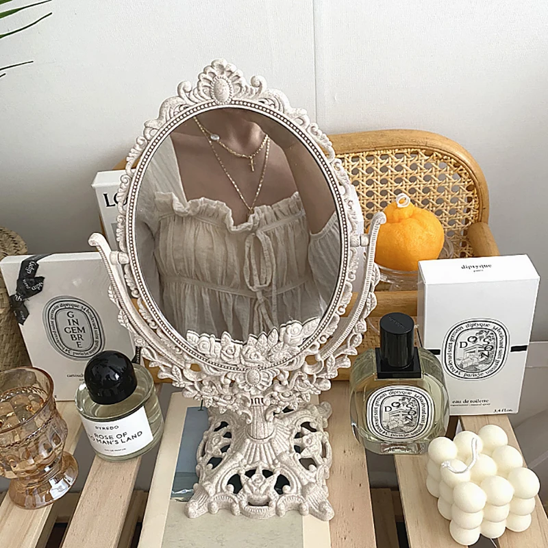 Nordic Makeup Mirror Ins Vintage Decorative Mirror Plastic Cosmetic Mirror Room Home Decor Espejos Decorativos Beauty Tools 1pcs