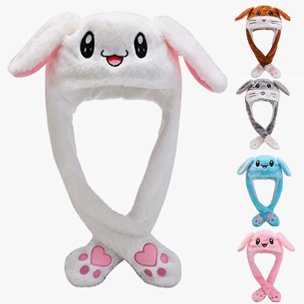 Fashion Rabbit Hat Ear Moving Jumping Hat  Preppy Style Funny Toys Cap Good Gift For Women Girls Hat Rabbit Hot Sale