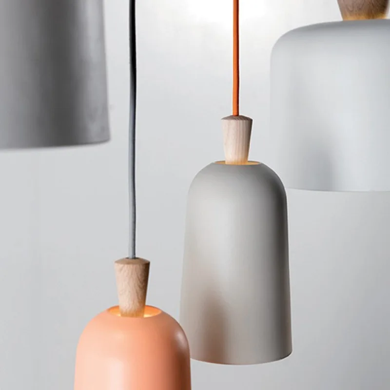 Hot Nordic Pendant Light Led Simple Solid Wood Hanging Suspension Bar Table Restaurant Office Creative Macaron Indoor Decor Lamp