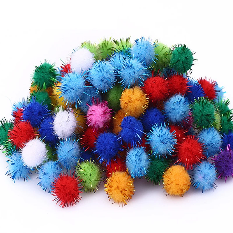 10/30MM Glitter Pompom Plush Craft Christmas Decor Kids Toys Accessories Wedding Decor Garment Handmade Material Cat Toys