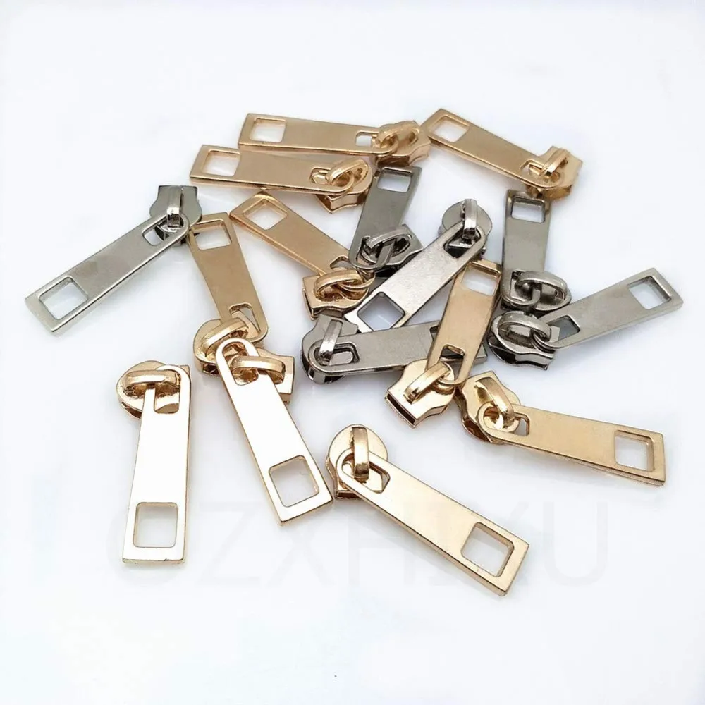 20 pc high quality 5# Metal Nylon gold and silver Zipper Slider Head Puller DIY Handwork Bag Luggage 5BB5576