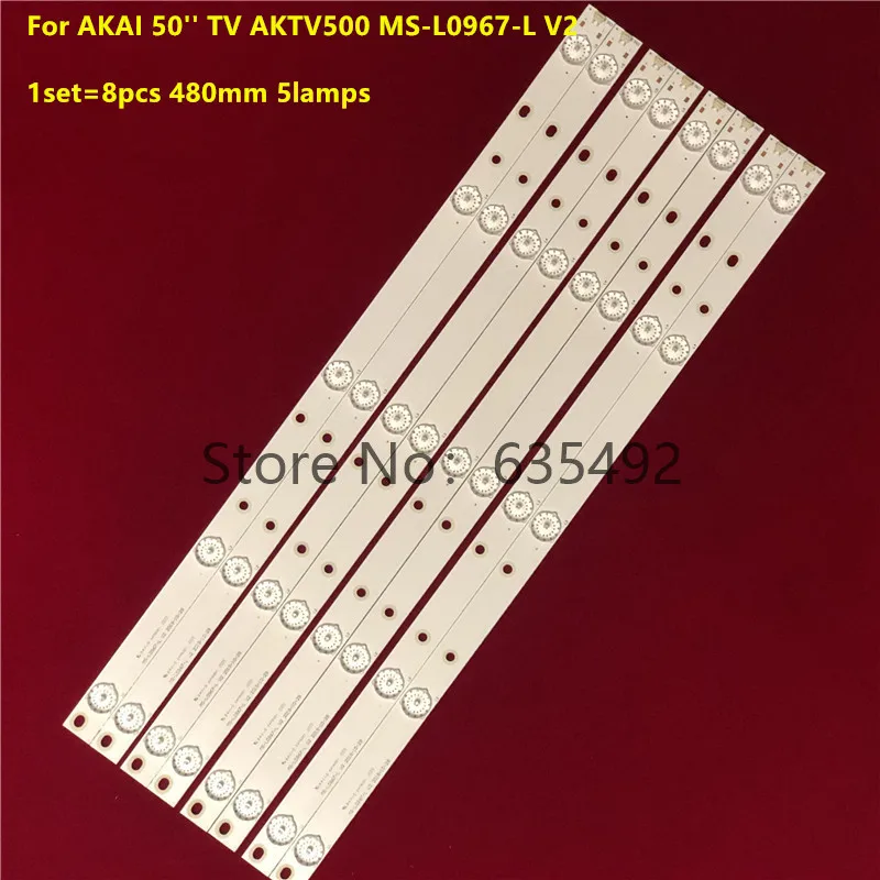 LED Backlight Strip 5 lamp for AKAI 50'' TV AKTV500 MS-L0967-L V2 V3 A3 M200 TB D 0X R72-50D04-017-13 CODICE A BARRE 21MQ300D