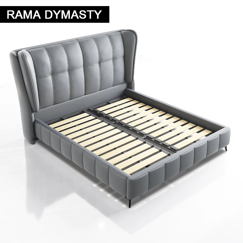 RAMA DYMASTY genuine leather soft bed modern design bed bett, cama fashion king/queen size bedroom furniture