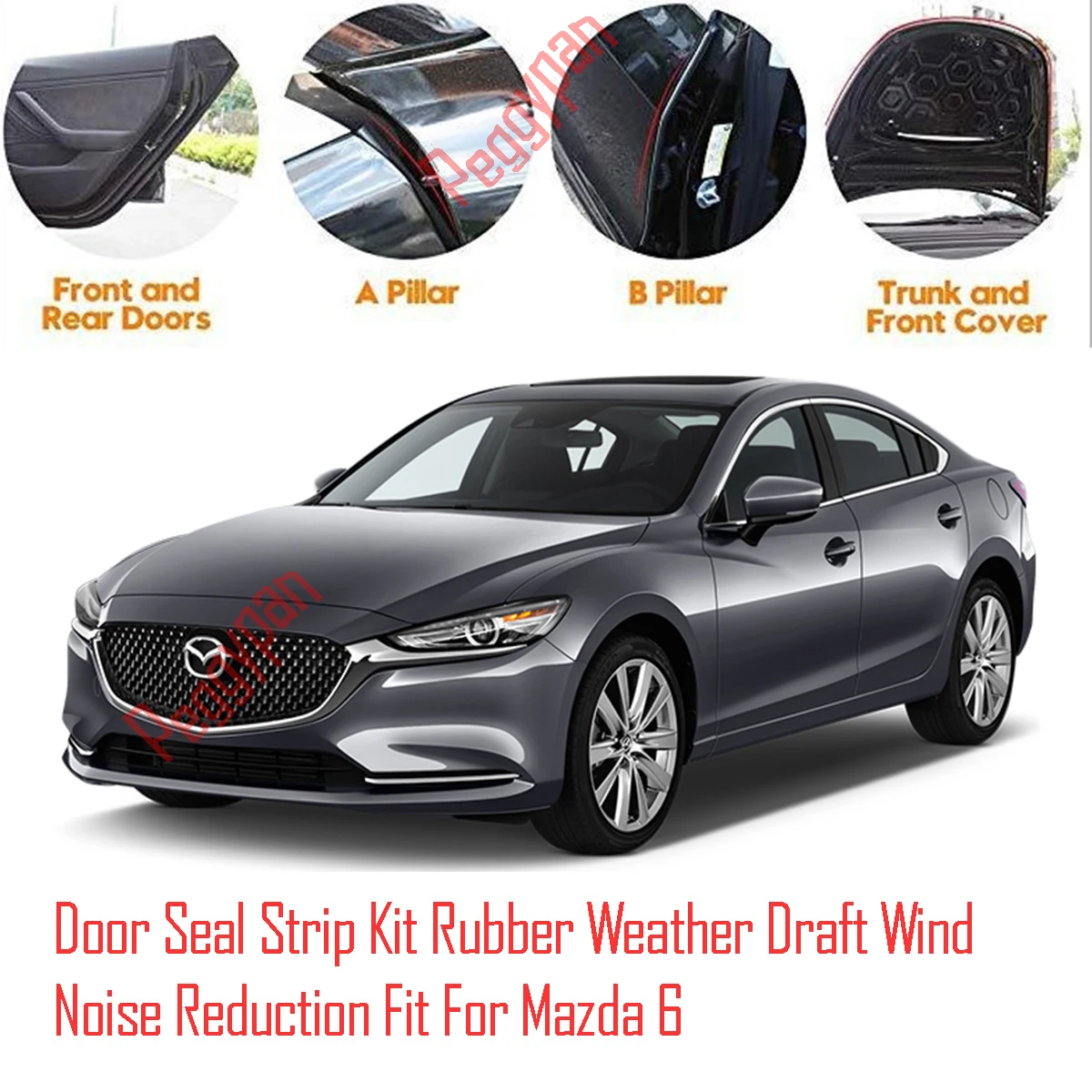 Door Seal Strip Kit Self Adhesive Window Engine Cover Soundproof Rubber Weather Draft Wind Noise Reduction Fit For Mazda 6