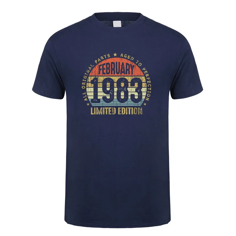 Made In January 1983 T Shirt Short Sleeve  Born in September October November Every Month of 1983 Tops Birthday Gift DY-071