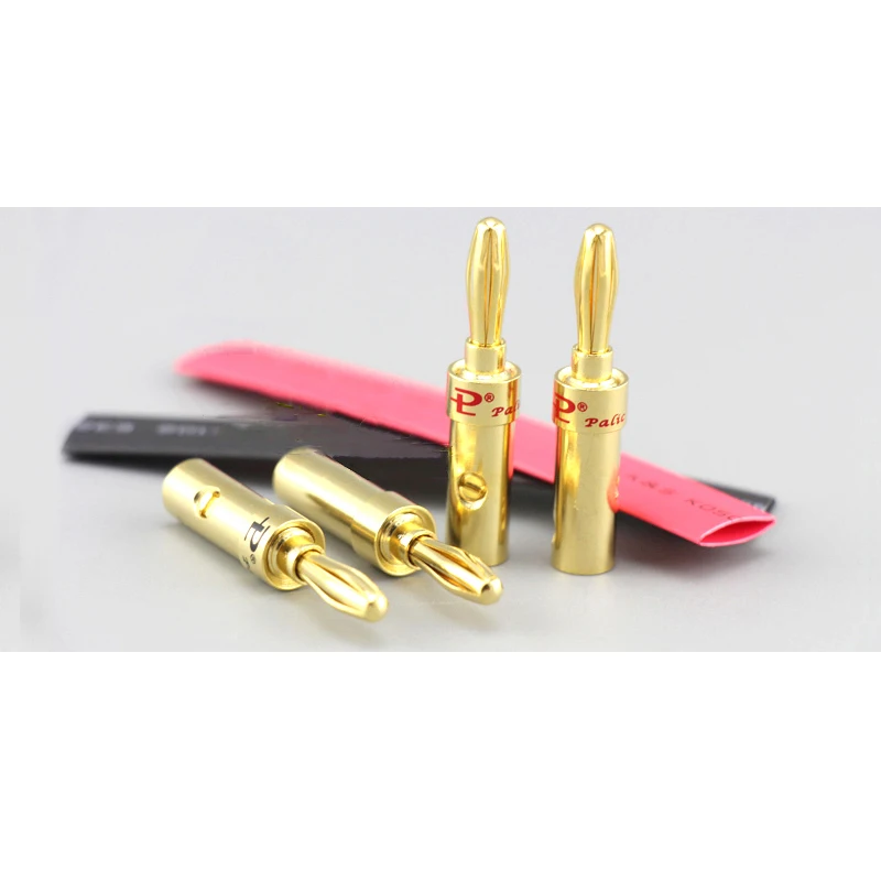 8pcs 4pcs Banana Connector 4mm Speaker banana plugs 24K Copper gold plated 4mm Banana Jack match with 4mm binding post