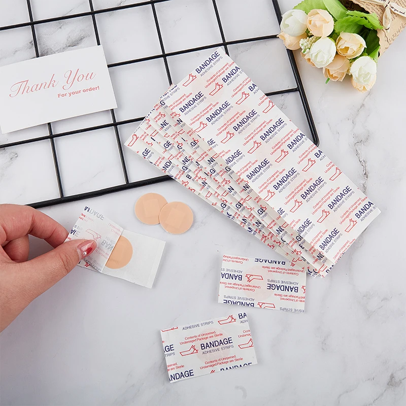 50Pcs Round First Aid Waterproof Healing Wounds Adhesive Bandage Band Aid Wound Plaster Sterile Hemostasis Stickers