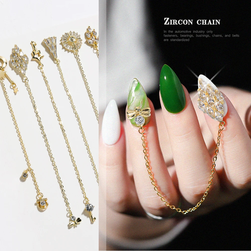 

A Piece Of Shiny Zircon Nail Art Rhinestones Luxury Diamonds Tassel Chains Pearl Jewelry Nail Decorations Manicure Accessories