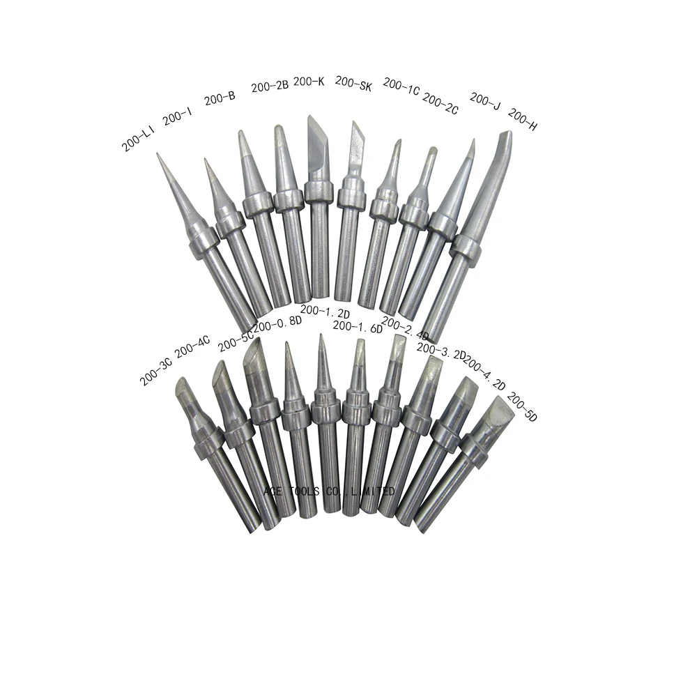 

20 PCS 200 Series Replacement Soldering Tips Fit QUICK 203 203H 204 204H 203D 376(I) 376D(I) 3100 3101 3102 3112 3202 20H-90 Bit