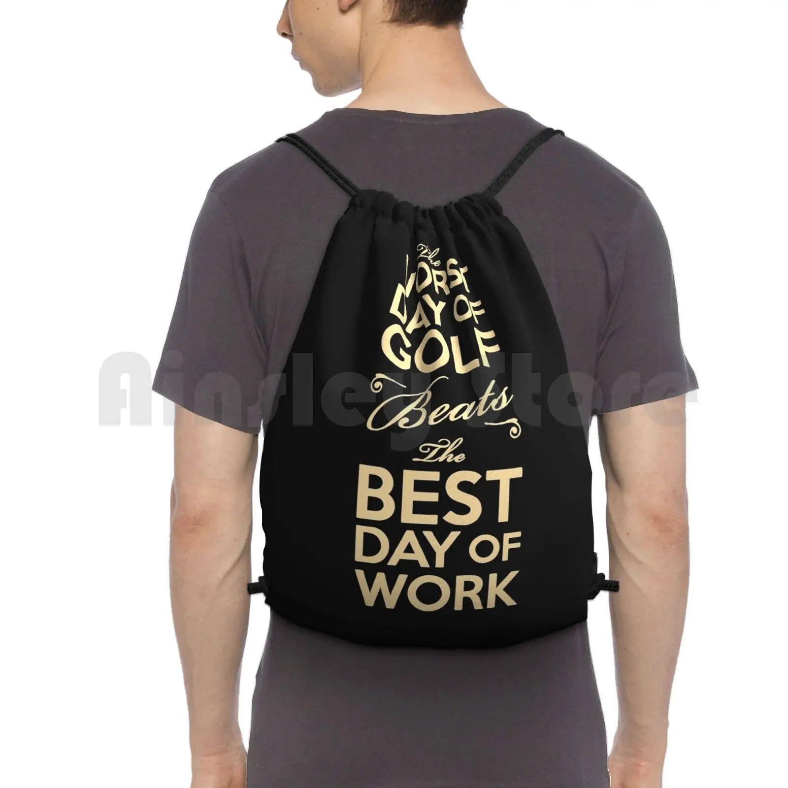 

Golf Quote-Worst Day Of Golf Backpack Drawstring Bag Riding Climbing Gym Bag Golf Quote Pga Lpga Masters Rory Mcilroy Green