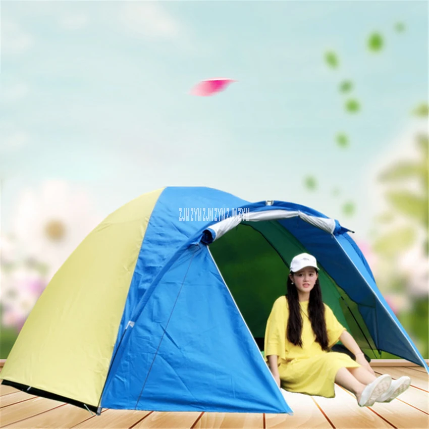 TY-Z2039 Outdoor Portable Double Layer Large Capacity 4 People Family Tent Folding Camping Tent One Room One Hall Hiking Supply