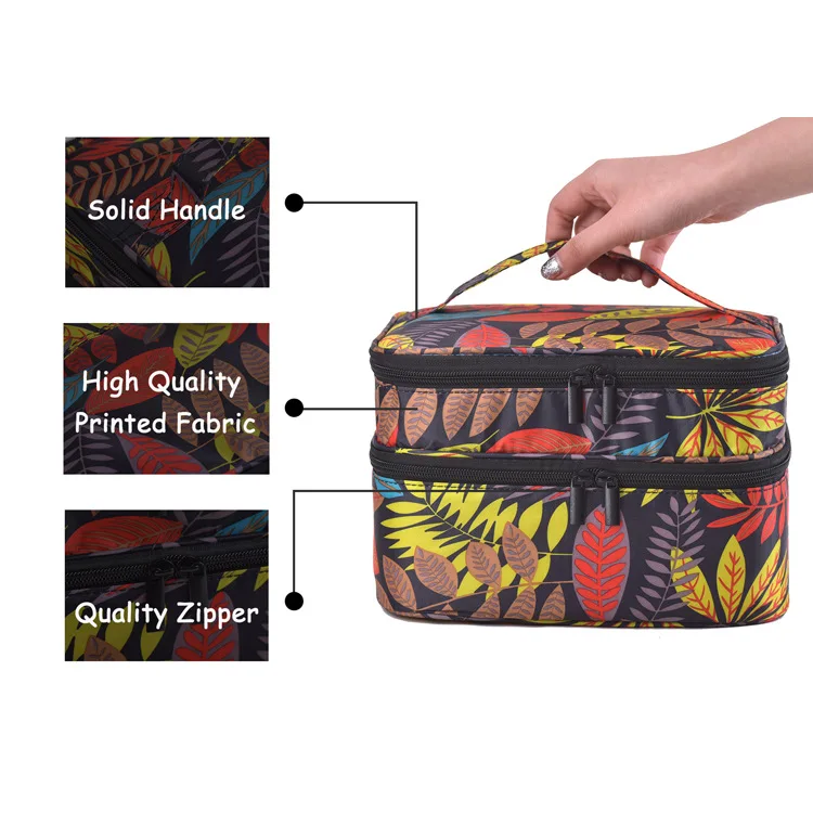 30 Bottles Essential Oil Carry Bag Portable Travel Double-layer Nail Polish Box Cosmetic Storage Perfume Lipstick Organizer