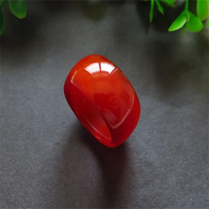 Hot selling natural hand-carve jade Agate chalcedony red  ring fashion Jewelry Men Women Luck Gifts Amulet