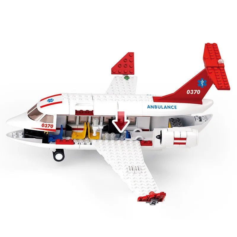 International Airport Civil Aviation Rescue Aircraft Airbus Plane Creation Building Blocks Bricks Educational Toys for Children