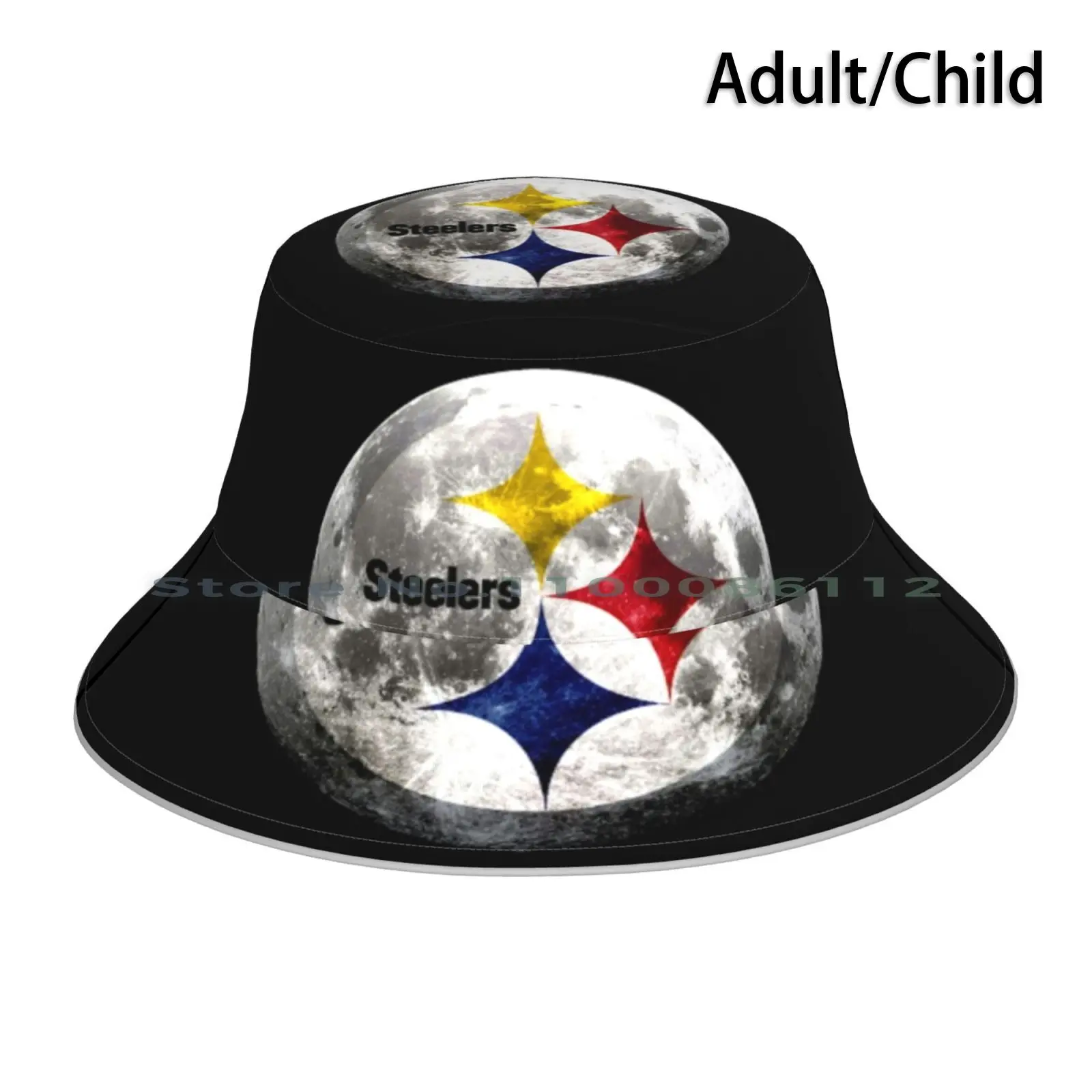 Steelers Moon Logo Bucket Hat Sun Cap Mouth Face Mask Steelers Logo Sports Fan Moon Stars Foldable Outdoor Fisherman Hat