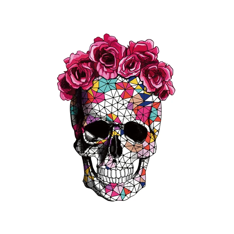 New Rose Skull Head Stickers Set Iron On Transfer para niñas Parches de moda Parches de transferencia de calor Diy fácil de usa