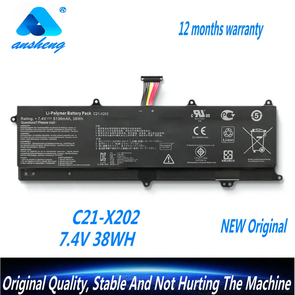 NEW C21-X202 Laptop Battery For Asus VivoBook S200 S200E X201 X201E X202 X202E S200E-CT209H S200E-CT182H S200E-CT1 5136mAh