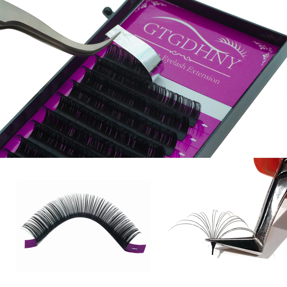 GTGDHNY Faux Mink Eyelash Extension C D L  L+ Individual Eyelashes Matte Black Russian Volume Private Label Lashes Makeup Cils