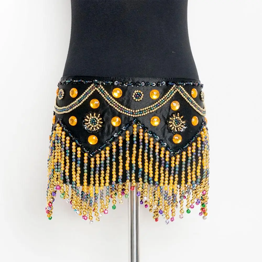 Belly dance hip scarf for women Fringe Bead belt Practice clothes belly dancing hip belt bellydance Hip Scarves dance scarf