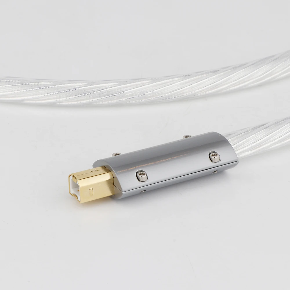 Preffair Hifi 최고 품질의 실버 도금 + 모노 오디오 쉴드 USB 케이블 유형 A ~ 유형 B DAC 용 Hifi 데이터 케이블