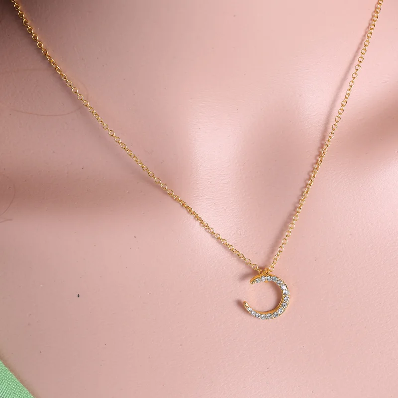 Fashion Bowknot Circle Moon Star Heart Pendant Necklaces for Women Choker Gold Color Clavicle Chain Charm Crystal Girls Jewelry