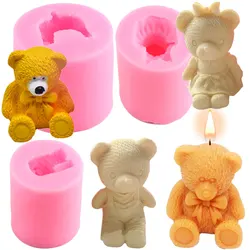 3D Baby Bear Silicone Candle Molds Handmade Soap Mold Teddy Bear Fondant Cake Decorating Chocolate Candy Molds Resin Epoxy Mould