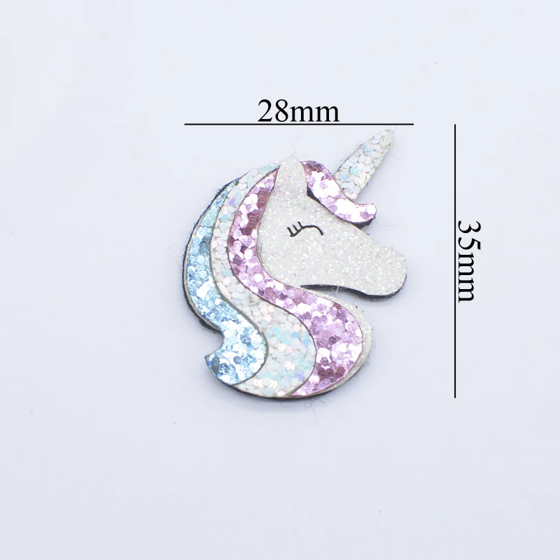 10Pcs Padded Glitter Leather Kawaii Unicorn Patches for Crafts Clothes Decor Appliques DIY Headwear Hair Clips Bow Accessories