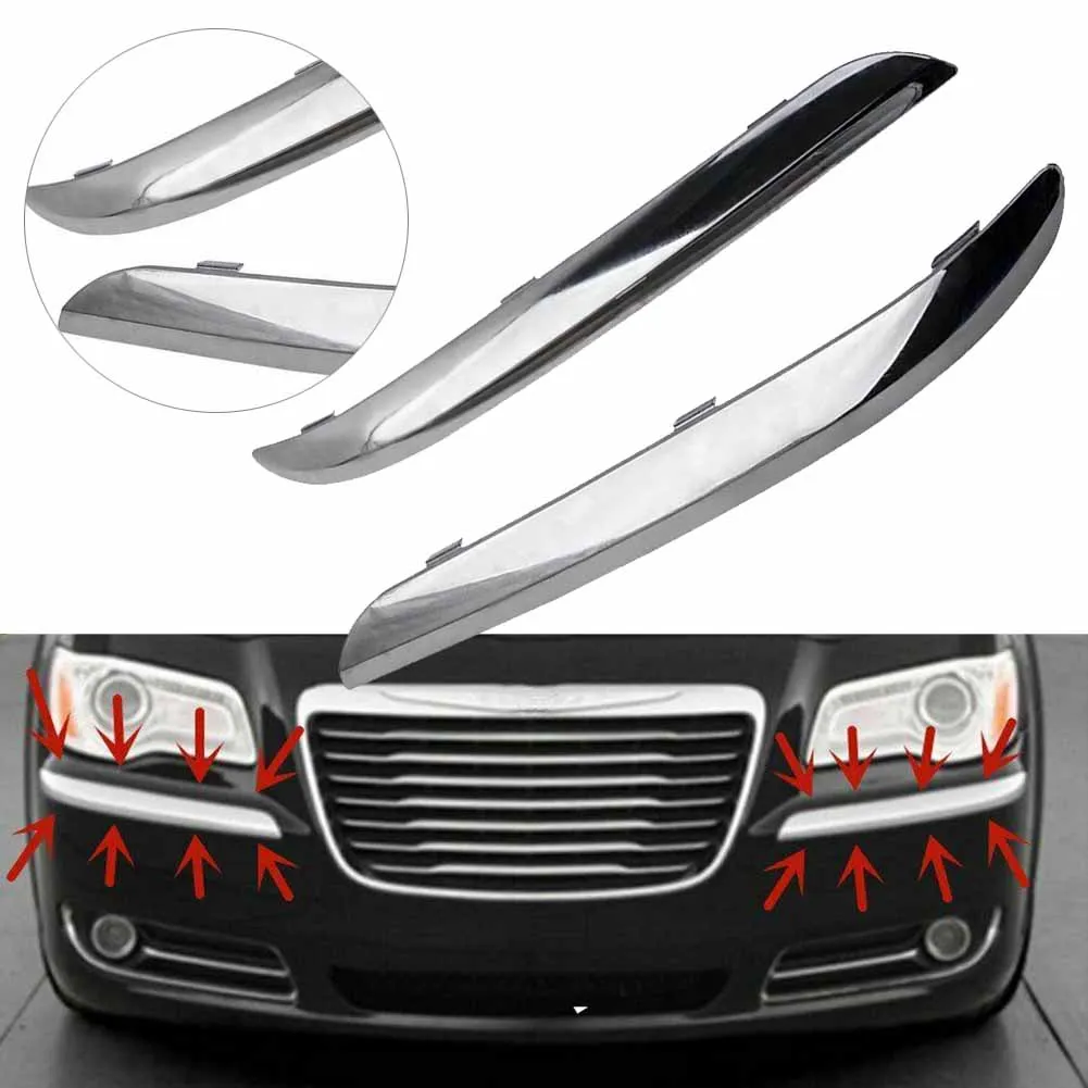 2pcs Chrome Auto Front Bumper Trim Set LH & RH for Chrysler 300 Accent 2011 2012 2013 2014 68127941AB 68127940AB