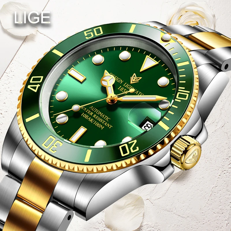 LIGE Women Watches Top Brand Luxury Casual Fashion Watch Ladies Automatic Watch Stainless Steel Waterproof Mechanical Wristwatch