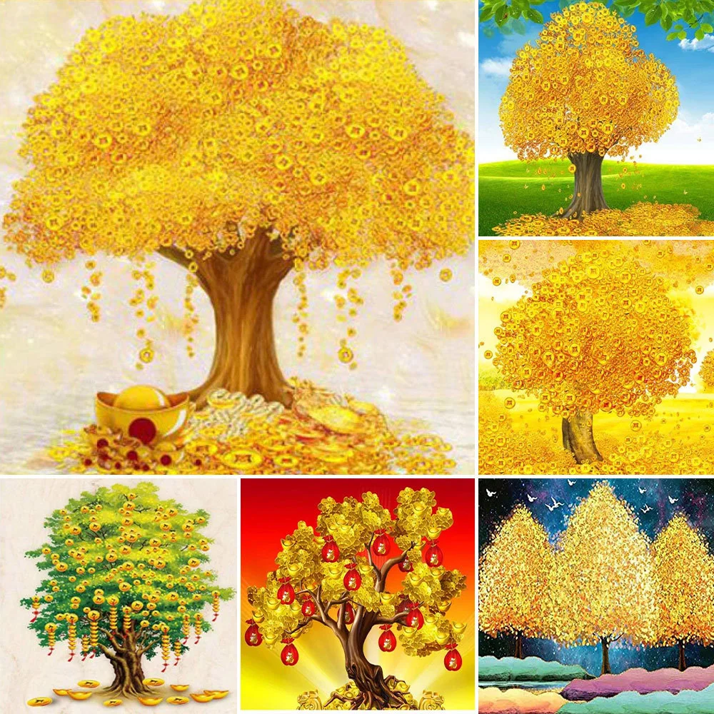 5d Diamond Painting Full Square / Round Diamond Embroidery Money Tree Rhinestone DIY Mosaic Home Decoration