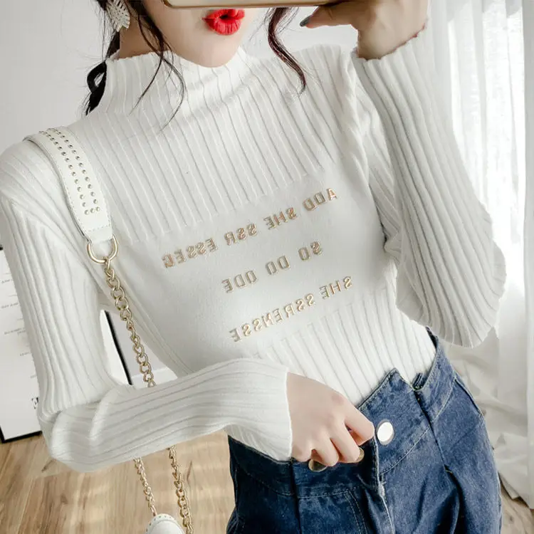 Woman Sweaters Pull Hiver Autumn and Winter Knitting Women\'s Turtleneck Sweater Slim Top Femme Chandails