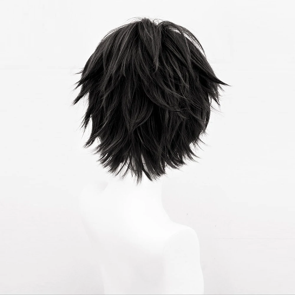 HSIU-peluca Dazai Osamu Anime Bungo Stray Dogs, pelo corto negro, fibra sintética, gorra de Peluca de marca gratis