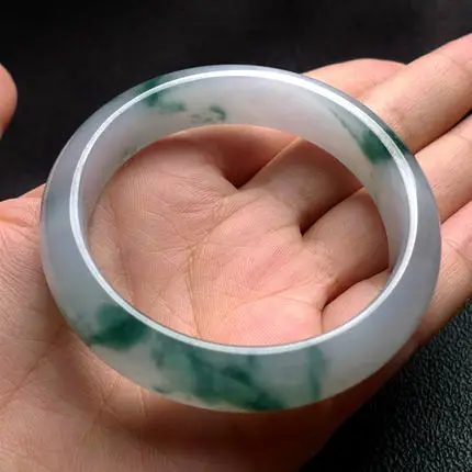 

Натуральный бирманский жадеит светло-голубой браслет 54-62 мм элегантная принцесса ювелирные изделия подарок для мамы и девушки