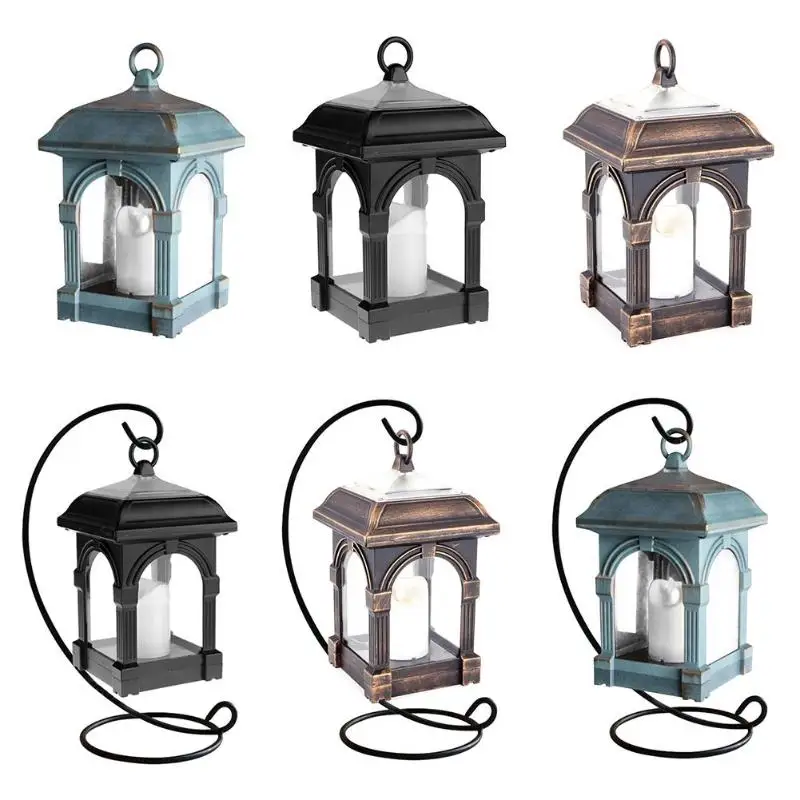 New Candle Lantern Shape Solar LED Light IP44 Waterproof Outdoor Home Hang Lamp Black  Bronze Copper with Bracket 8 hours