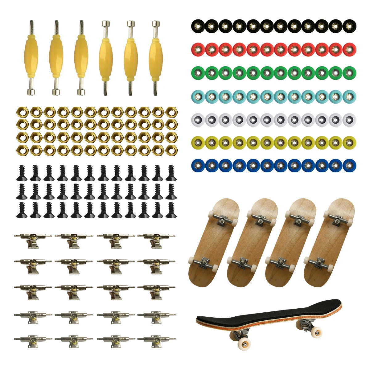 Professional Fingerboard & Trucks Bearing Wheels Nuts Screws Driver for 96mm Fingers Skateboard Wooden Deck Accessories Toy Gift