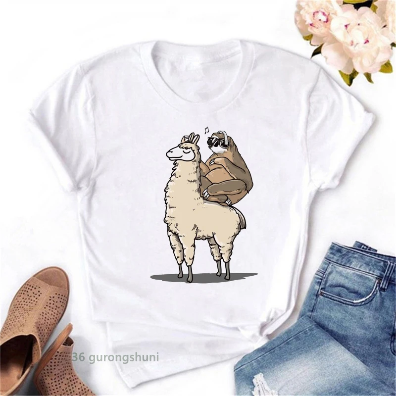 New summer style t-shirt women lazy camel life my best life sleepy lazy siesta bear print t shirt ladies summer Tee shirt femme